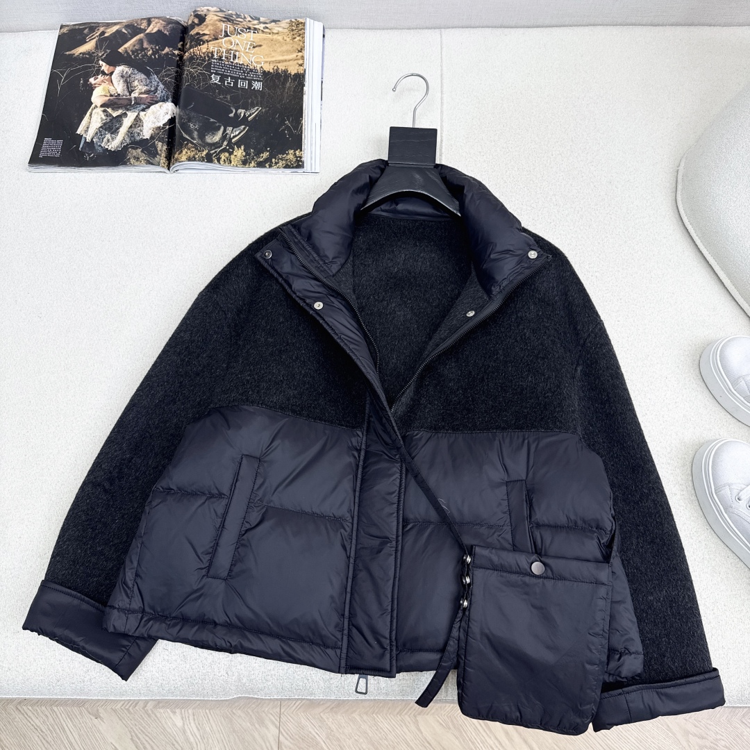 原单品质 lp🆕 25Ss———秋冬新品双面羊绒拼接短款羽绒服外套🖤 配送手机包包 立体裁剪优雅知性风 
