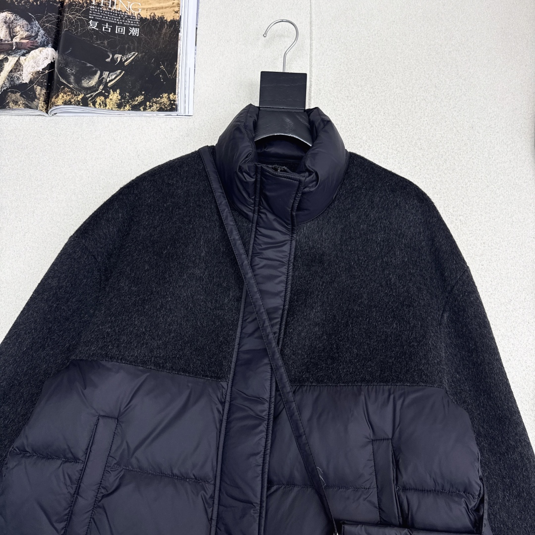 原单品质 lp🆕 25Ss———秋冬新品双面羊绒拼接短款羽绒服外套🖤 配送手机包包 立体裁剪优雅知性风 