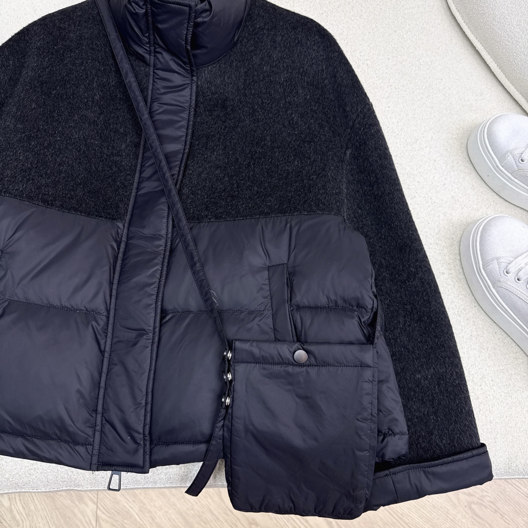 原单品质 lp🆕 25Ss———秋冬新品双面羊绒拼接短款羽绒服外套🖤 配送手机包包 立体裁剪优雅知性风 