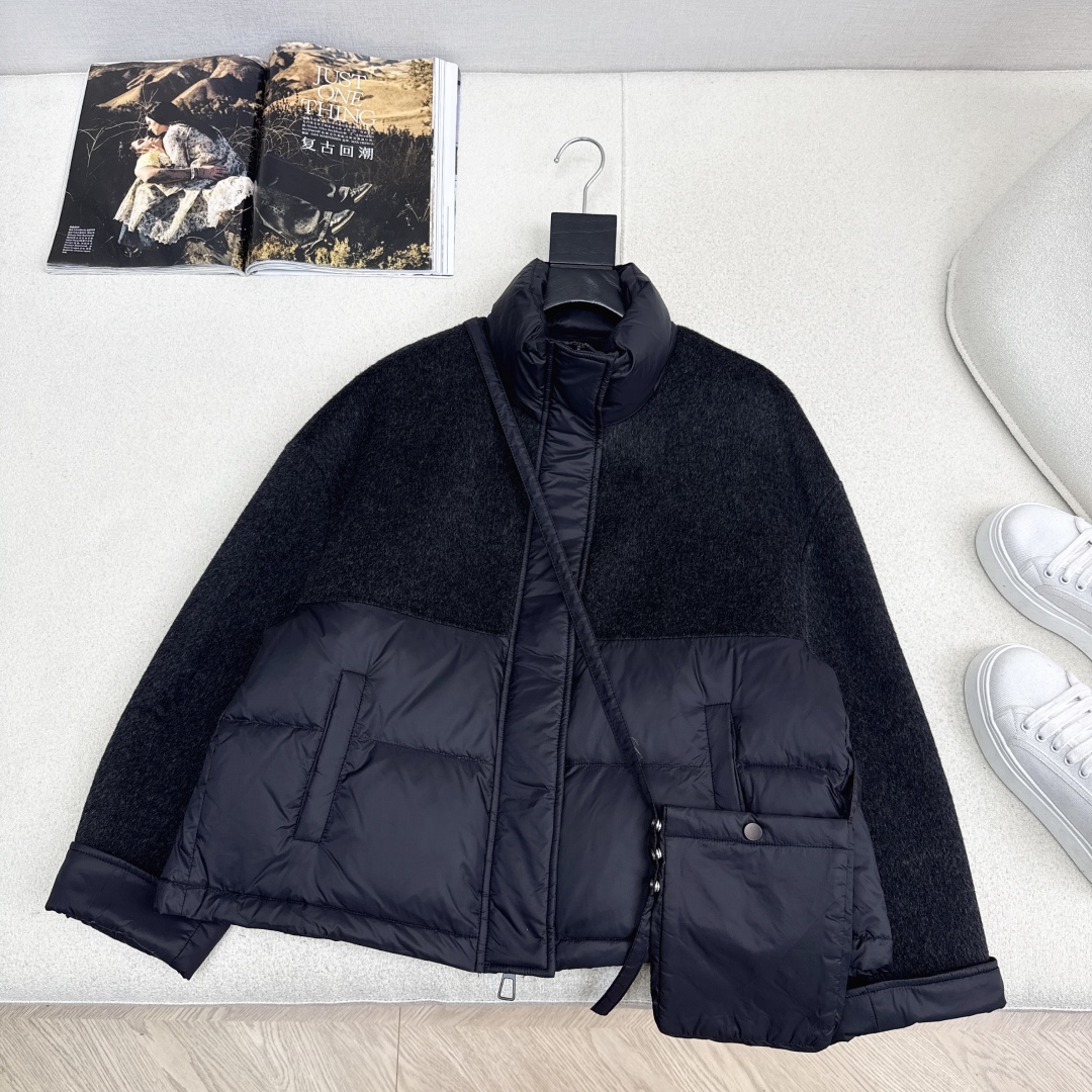原单品质 lp🆕 25Ss———秋冬新品双面羊绒拼接短款羽绒服外套🖤 配送手机包包 立体裁剪优雅知性风 