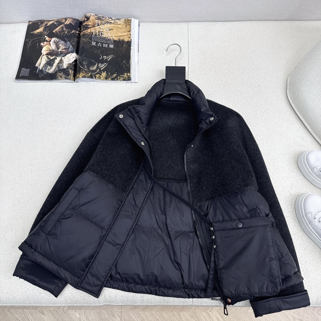 原单品质 lp🆕 25Ss———秋冬新品双面羊绒拼接短款羽绒服外套🖤 配送手机包包 立体裁剪优雅知性风 