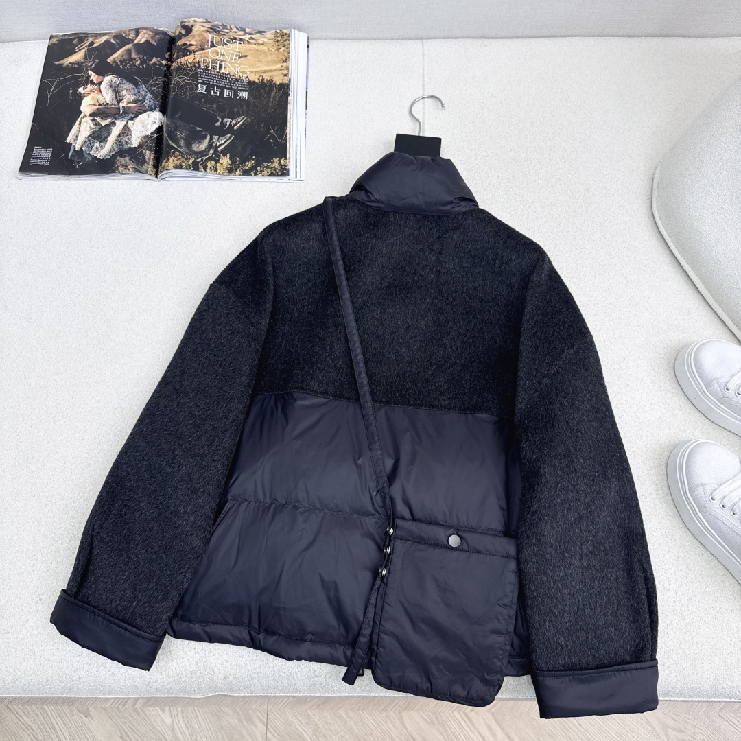 原单品质 lp🆕 25Ss———秋冬新品双面羊绒拼接短款羽绒服外套🖤 配送手机包包 立体裁剪优雅知性风 