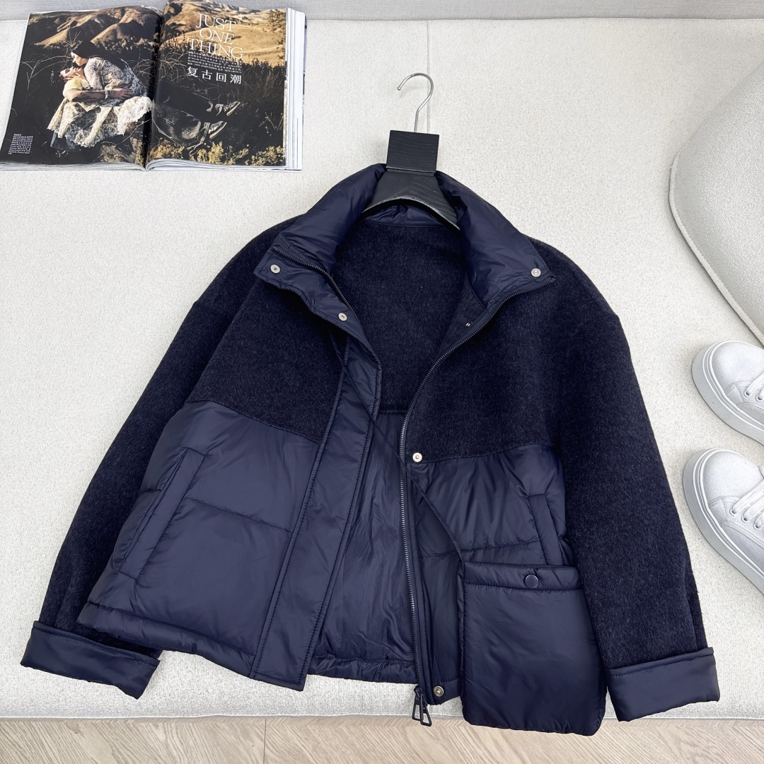原单品质 lp🆕 25Ss———秋冬新品双面羊绒拼接短款羽绒服外套🖤 配送手机包包 立体裁剪优雅知性风 