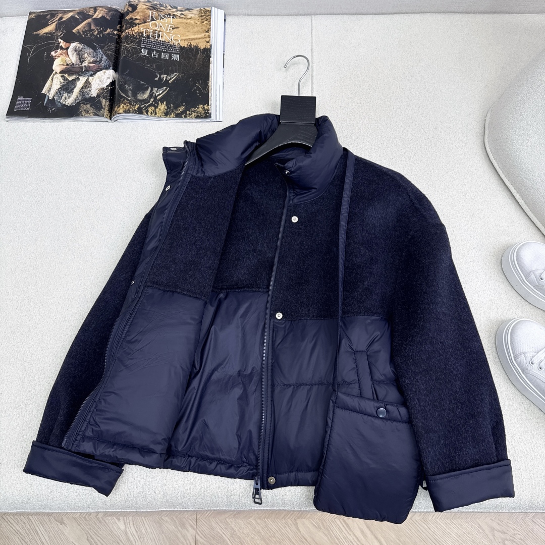 原单品质 lp🆕 25Ss———秋冬新品双面羊绒拼接短款羽绒服外套🖤 配送手机包包 立体裁剪优雅知性风 