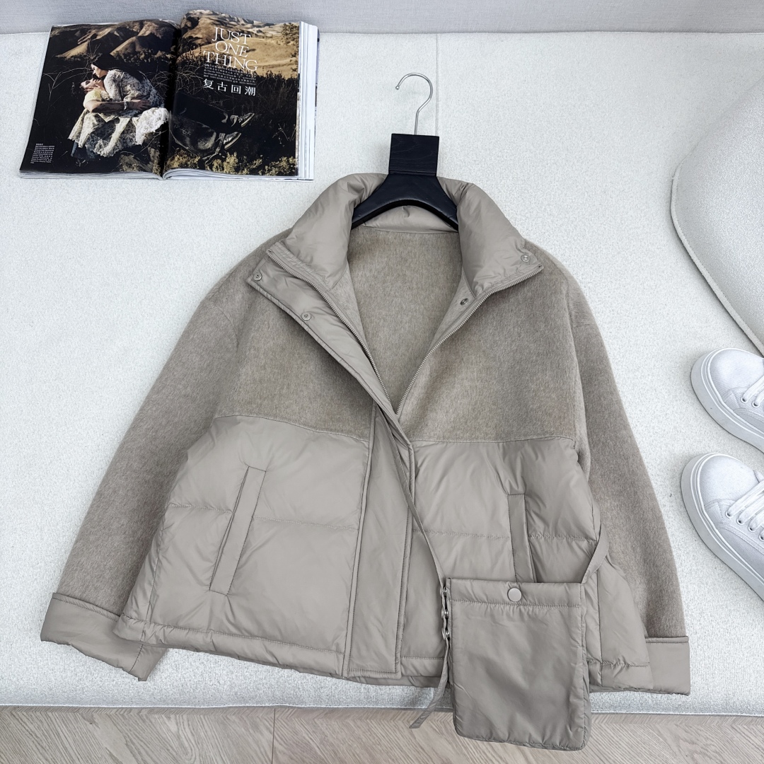 原单品质 lp🆕 25Ss———秋冬新品双面羊绒拼接短款羽绒服外套🖤 配送手机包包 立体裁剪优雅知性风 