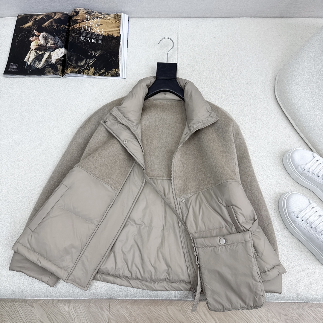 原单品质 lp🆕 25Ss———秋冬新品双面羊绒拼接短款羽绒服外套🖤 配送手机包包 立体裁剪优雅知性风 