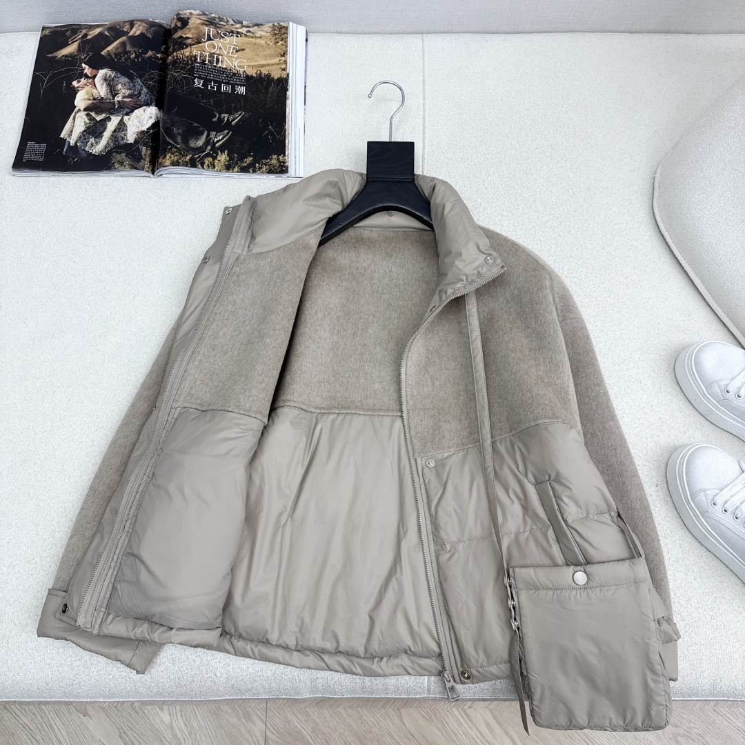原单品质 lp🆕 25Ss———秋冬新品双面羊绒拼接短款羽绒服外套🖤 配送手机包包 立体裁剪优雅知性风 