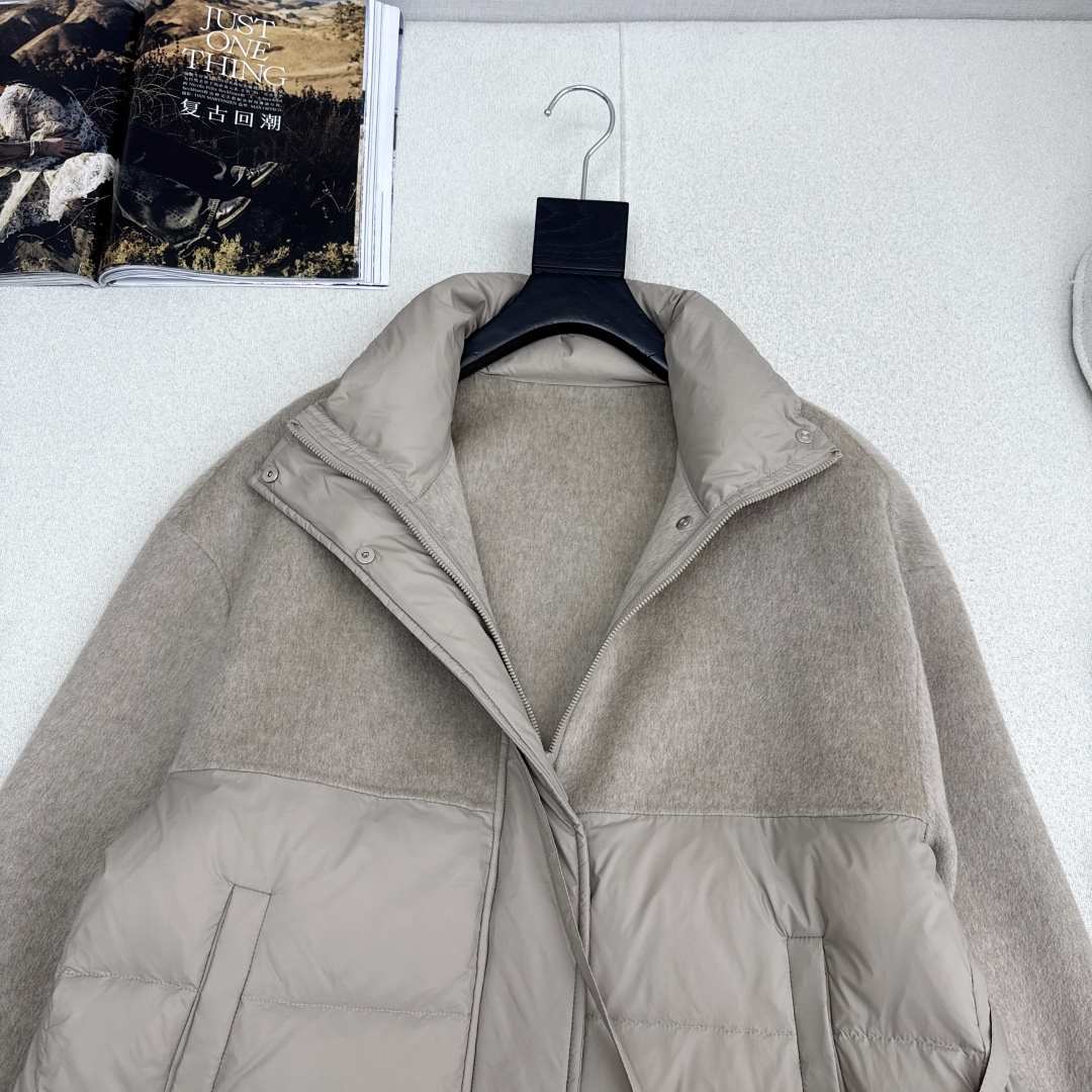 原单品质 lp🆕 25Ss———秋冬新品双面羊绒拼接短款羽绒服外套🖤 配送手机包包 立体裁剪优雅知性风 