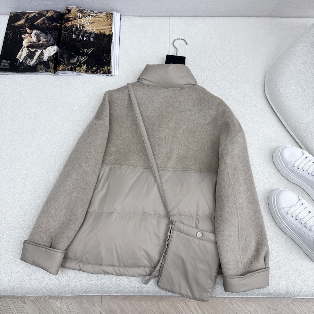 原单品质 lp🆕 25Ss———秋冬新品双面羊绒拼接短款羽绒服外套🖤 配送手机包包 立体裁剪优雅知性风 