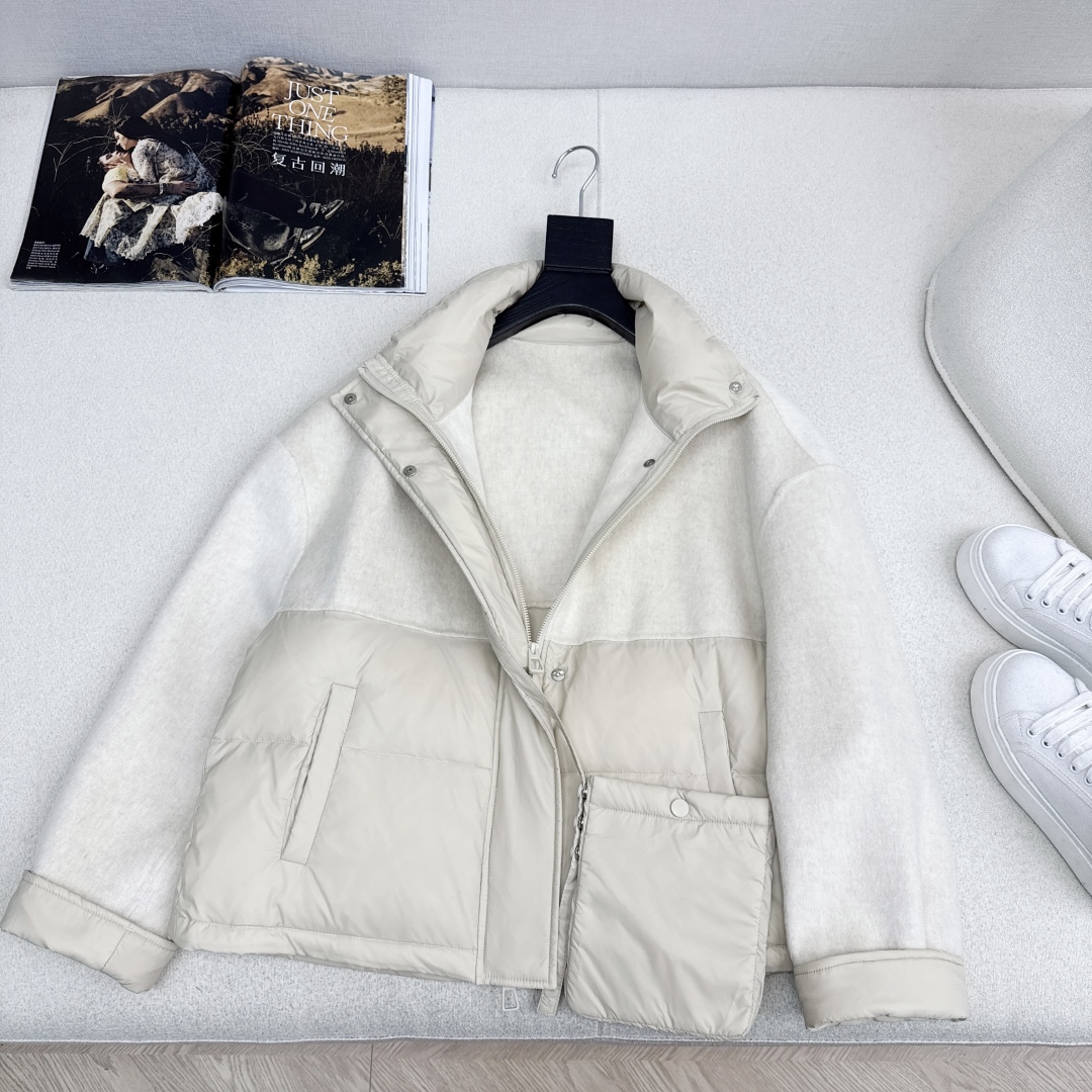 原单品质 lp🆕 25Ss———秋冬新品双面羊绒拼接短款羽绒服外套🖤 配送手机包包 立体裁剪优雅知性风 
