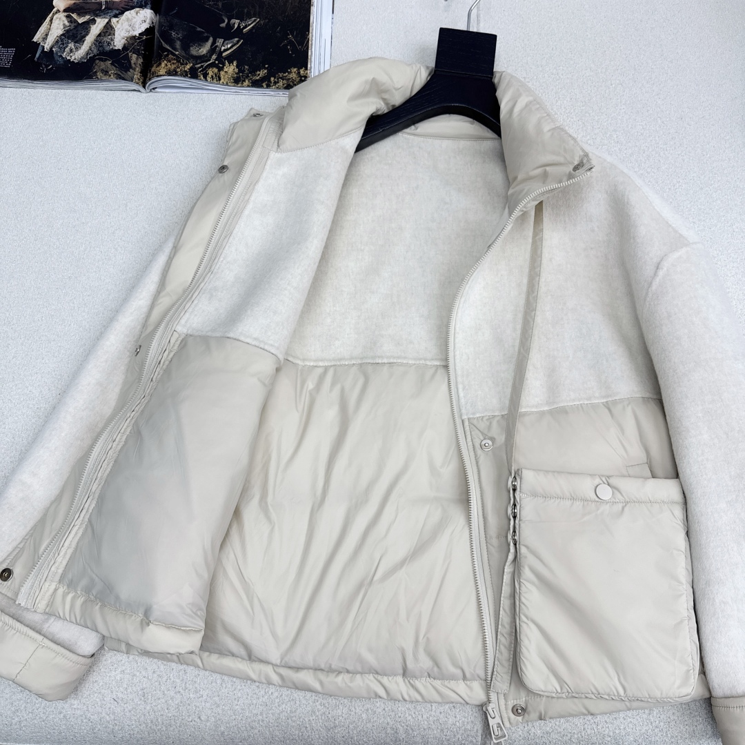 原单品质 lp🆕 25Ss———秋冬新品双面羊绒拼接短款羽绒服外套🖤 配送手机包包 立体裁剪优雅知性风 
