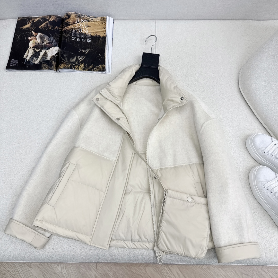 原单品质 lp🆕 25Ss———秋冬新品双面羊绒拼接短款羽绒服外套🖤 配送手机包包 立体裁剪优雅知性风 