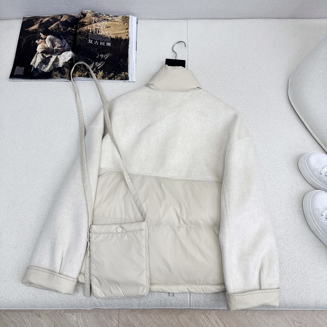 原单品质 lp🆕 25Ss———秋冬新品双面羊绒拼接短款羽绒服外套🖤 配送手机包包 立体裁剪优雅知性风 