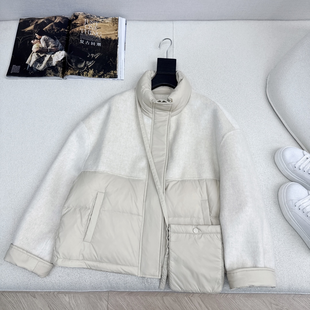 原单品质 lp🆕 25Ss———秋冬新品双面羊绒拼接短款羽绒服外套🖤 配送手机包包 立体裁剪优雅知性风 