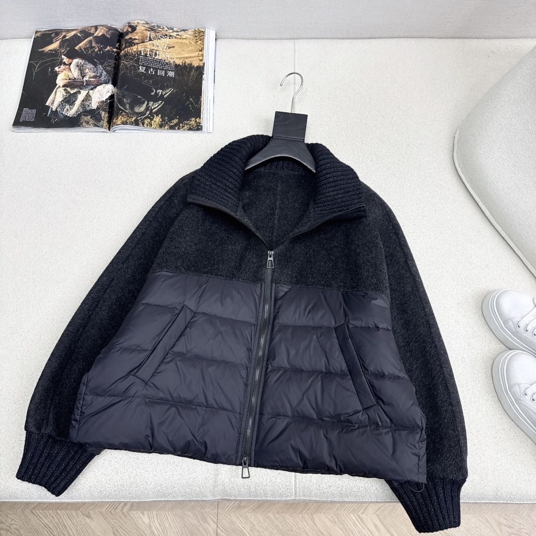 原单品质 lp🆕 25Ss———秋冬新品双面羊绒拼接短款羽绒服外套🖤经典H宽松版型 立体裁剪优雅知性风 