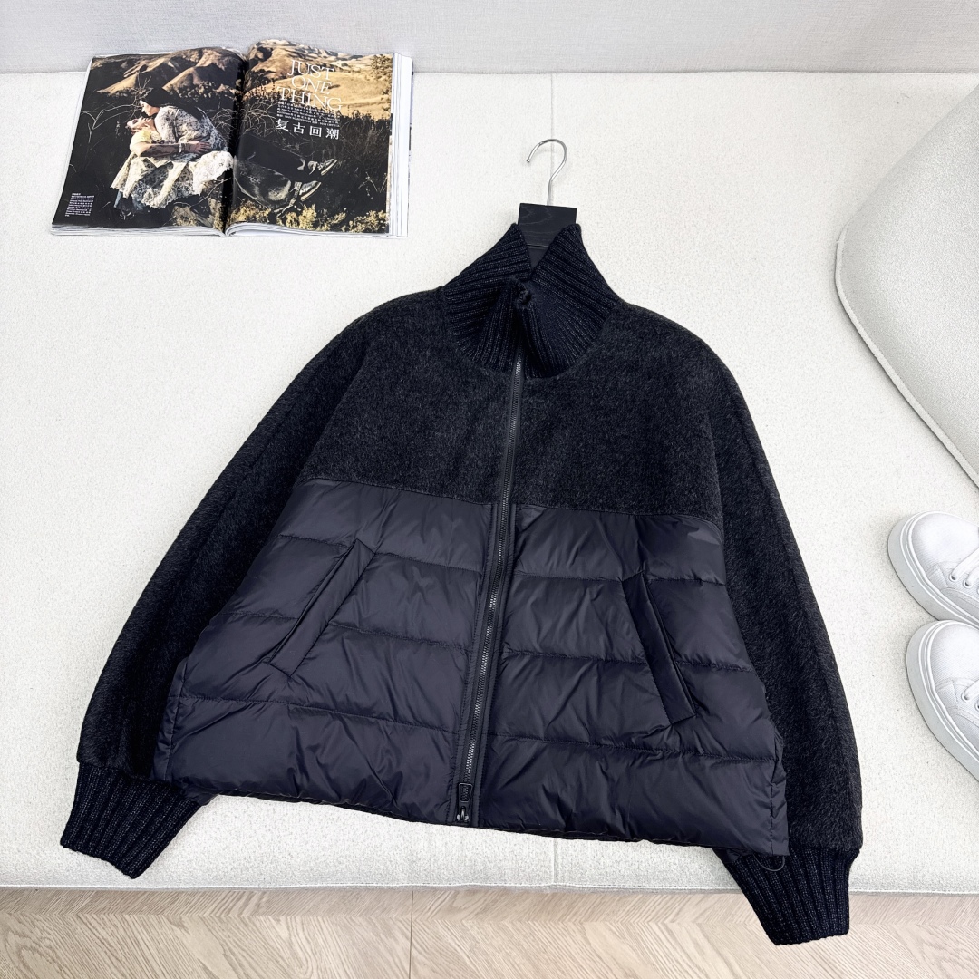 原单品质 lp🆕 25Ss———秋冬新品双面羊绒拼接短款羽绒服外套🖤经典H宽松版型 立体裁剪优雅知性风 