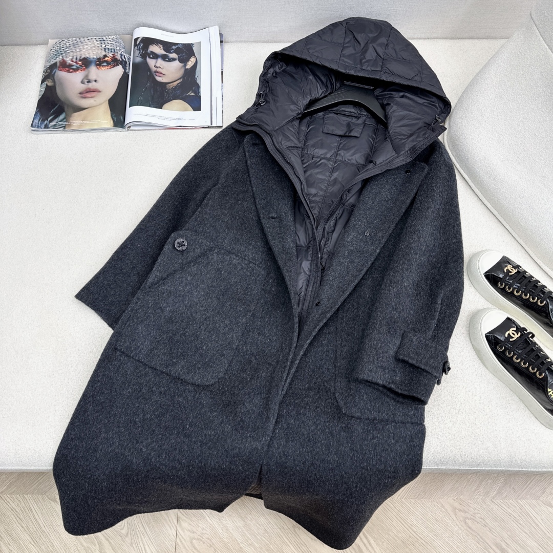 高端原单品质 独家首发 lp🆕 25Ss——秋冬新品 两件套设计羽绒内胆双面羊绒大衣🤍 老钱风穿搭 经典