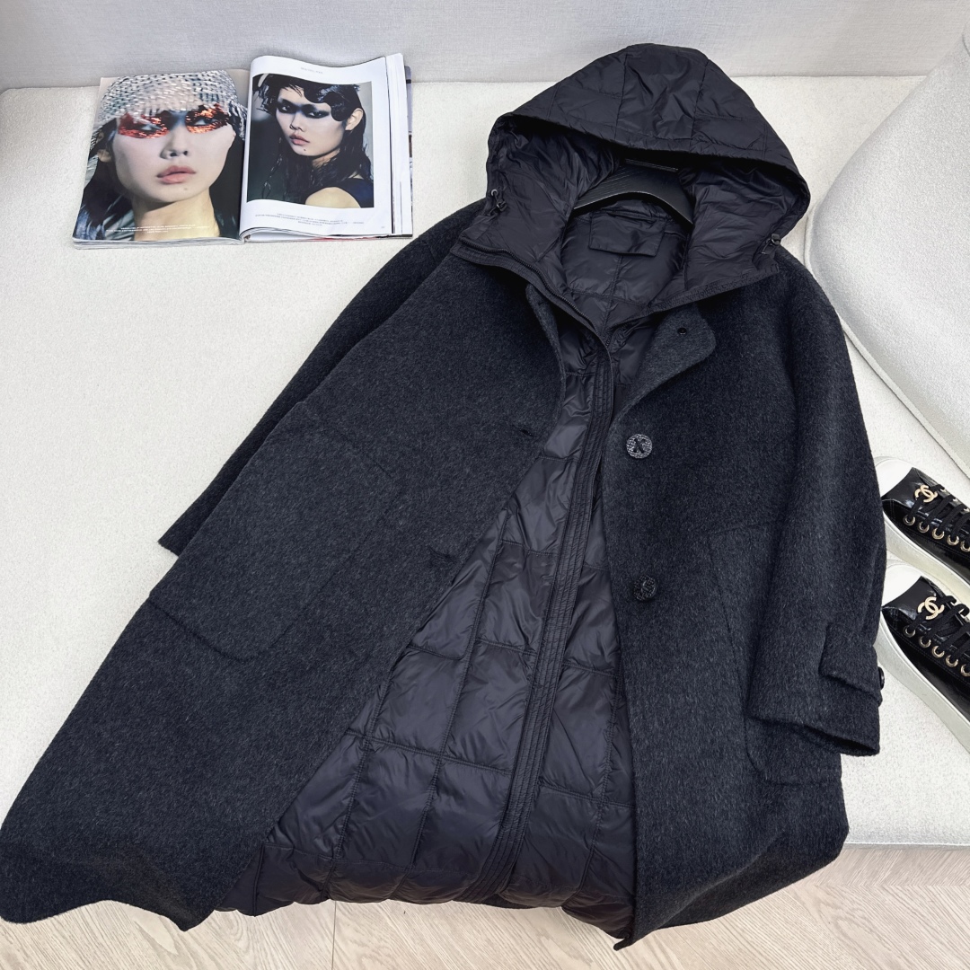 高端原单品质 独家首发 lp🆕 25Ss——秋冬新品 两件套设计羽绒内胆双面羊绒大衣🤍 老钱风穿搭 经典