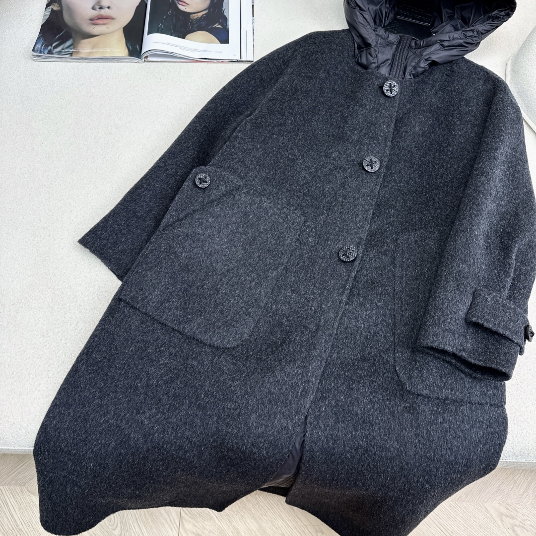 高端原单品质 独家首发 lp🆕 25Ss——秋冬新品 两件套设计羽绒内胆双面羊绒大衣🤍 老钱风穿搭 经典