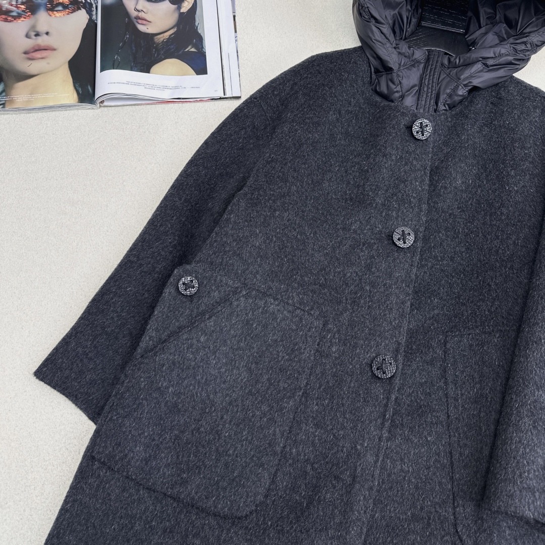 高端原单品质 独家首发 lp🆕 25Ss——秋冬新品 两件套设计羽绒内胆双面羊绒大衣🤍 老钱风穿搭 经典