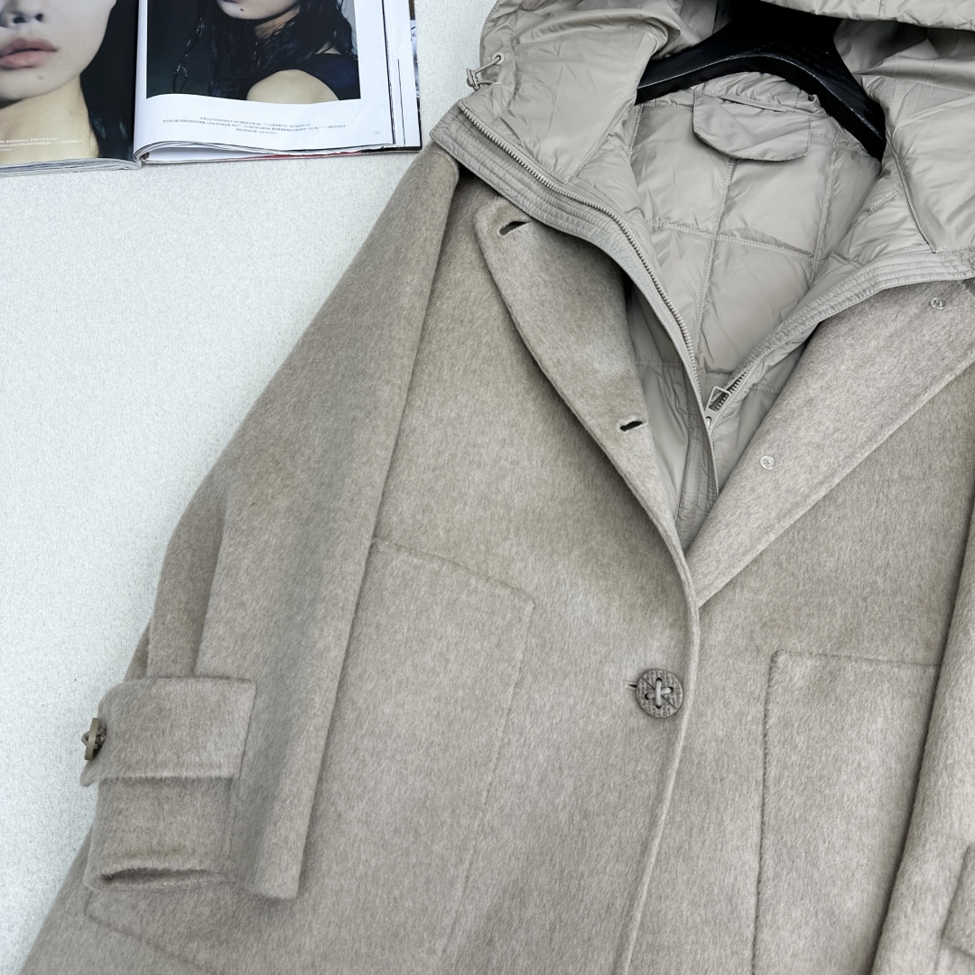 高端原单品质 独家首发 lp🆕 25Ss——秋冬新品 两件套设计羽绒内胆双面羊绒大衣🤍 老钱风穿搭 经典