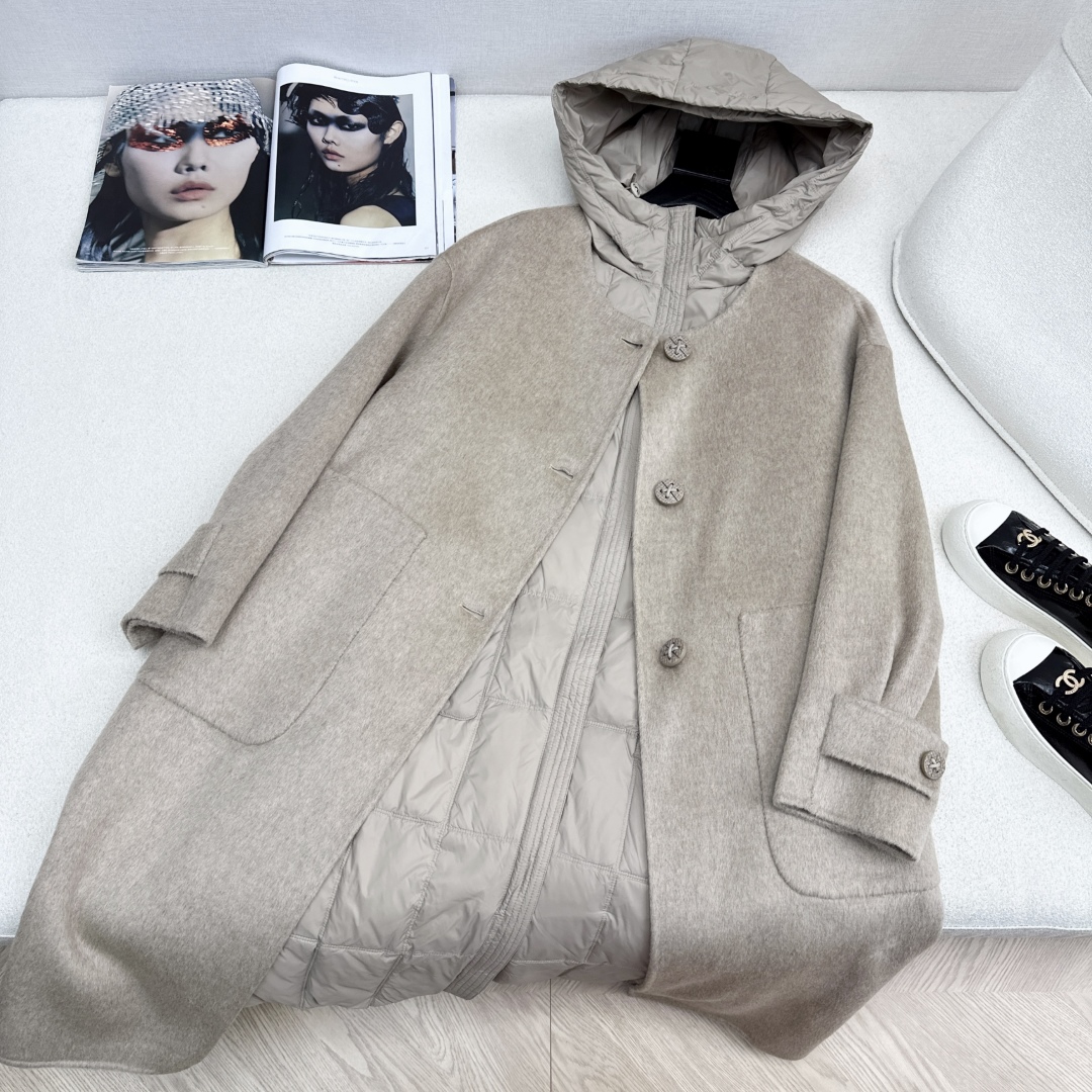 高端原单品质 独家首发 lp🆕 25Ss——秋冬新品 两件套设计羽绒内胆双面羊绒大衣🤍 老钱风穿搭 经典