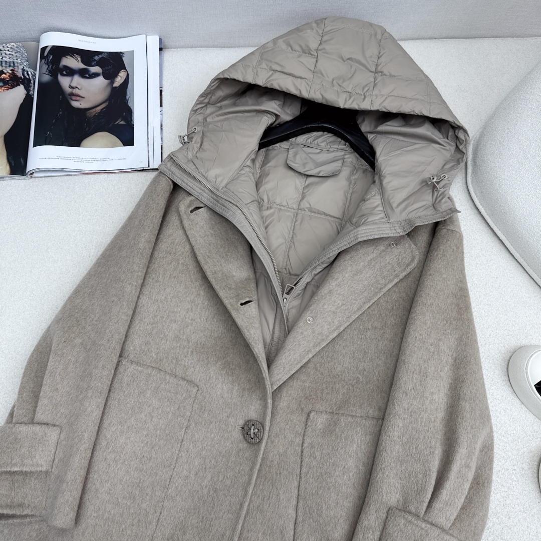 高端原单品质 独家首发 lp🆕 25Ss——秋冬新品 两件套设计羽绒内胆双面羊绒大衣🤍 老钱风穿搭 经典