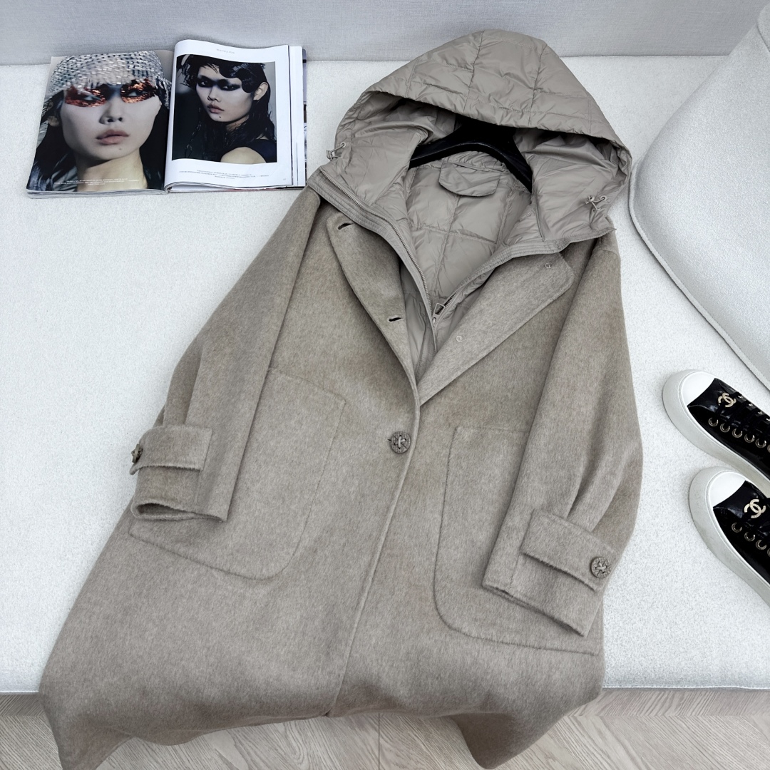 高端原单品质 独家首发 lp🆕 25Ss——秋冬新品 两件套设计羽绒内胆双面羊绒大衣🤍 老钱风穿搭 经典