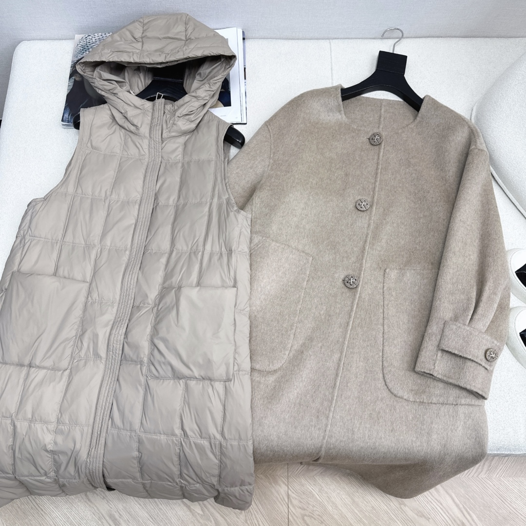 高端原单品质 独家首发 lp🆕 25Ss——秋冬新品 两件套设计羽绒内胆双面羊绒大衣🤍 老钱风穿搭 经典