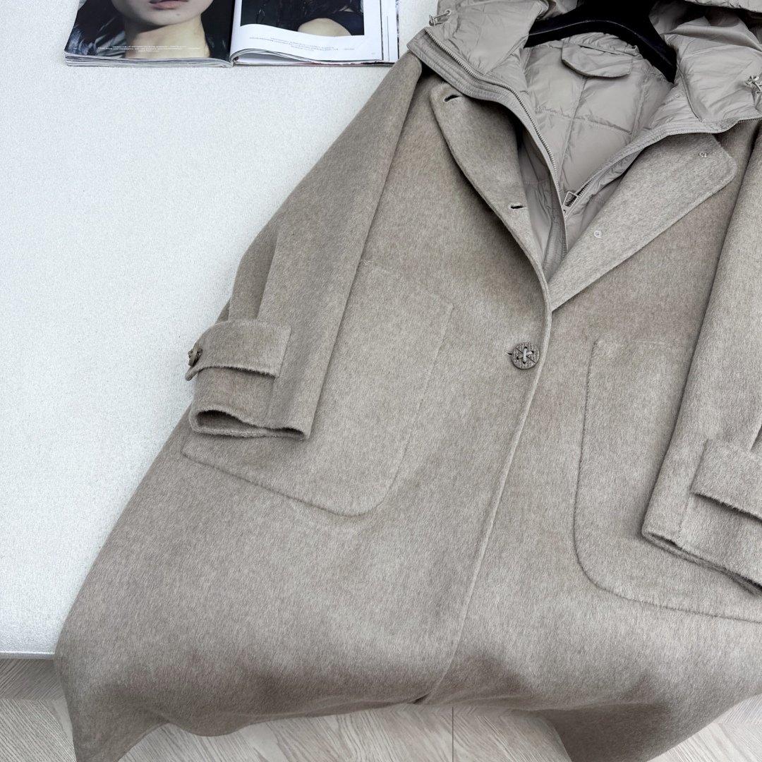 高端原单品质 独家首发 lp🆕 25Ss——秋冬新品 两件套设计羽绒内胆双面羊绒大衣🤍 老钱风穿搭 经典