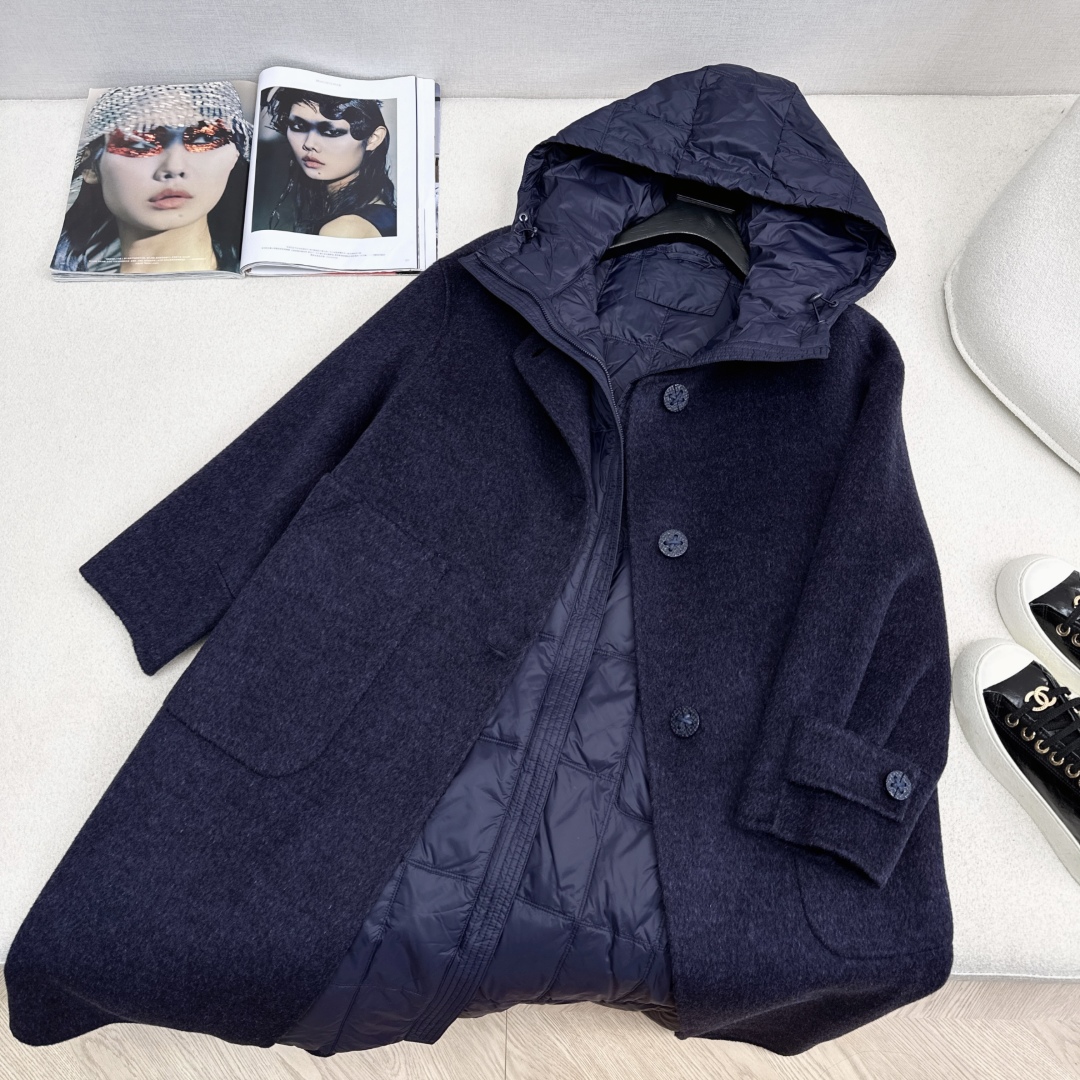 高端原单品质 独家首发 lp🆕 25Ss——秋冬新品 两件套设计羽绒内胆双面羊绒大衣🤍 老钱风穿搭 经典