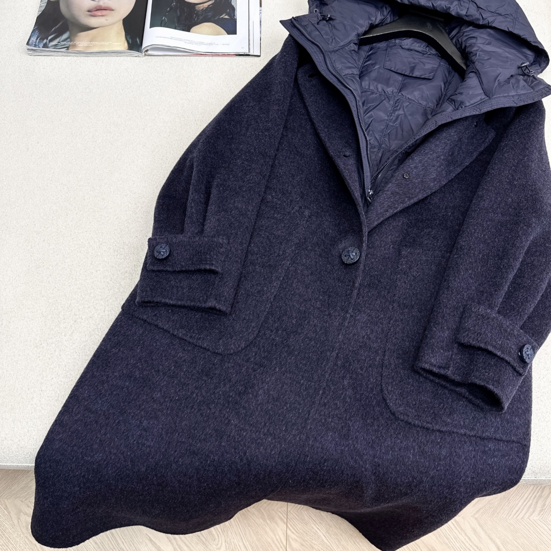 高端原单品质 独家首发 lp🆕 25Ss——秋冬新品 两件套设计羽绒内胆双面羊绒大衣🤍 老钱风穿搭 经典