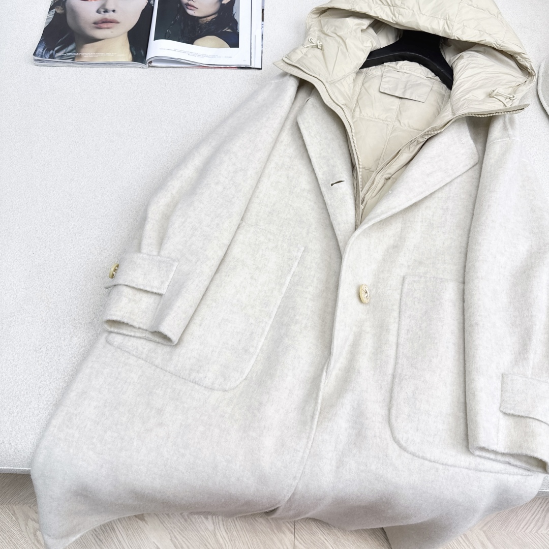 高端原单品质 独家首发 lp🆕 25Ss——秋冬新品 两件套设计羽绒内胆双面羊绒大衣🤍 老钱风穿搭 经典