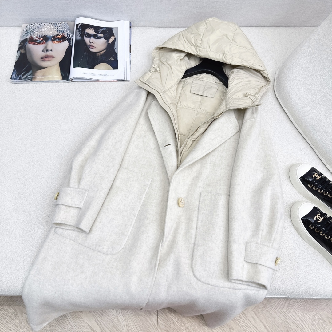 高端原单品质 独家首发 lp🆕 25Ss——秋冬新品 两件套设计羽绒内胆双面羊绒大衣🤍 老钱风穿搭 经典