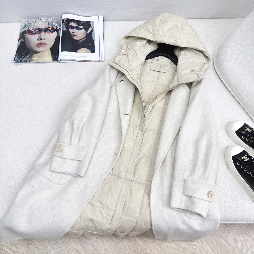 高端原单品质 独家首发 lp🆕 25Ss——秋冬新品 两件套设计羽绒内胆双面羊绒大衣🤍 老钱风穿搭 经典