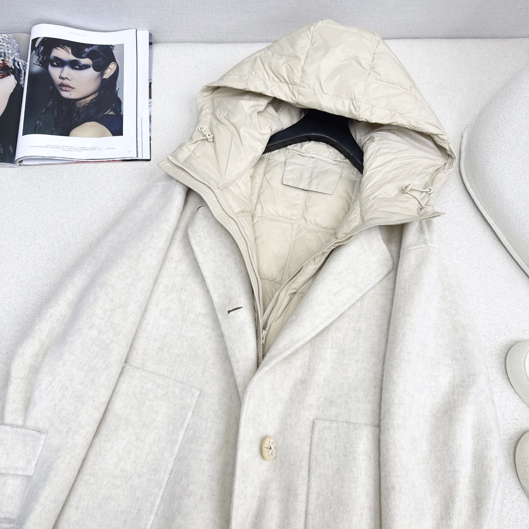 高端原单品质 独家首发 lp🆕 25Ss——秋冬新品 两件套设计羽绒内胆双面羊绒大衣🤍 老钱风穿搭 经典