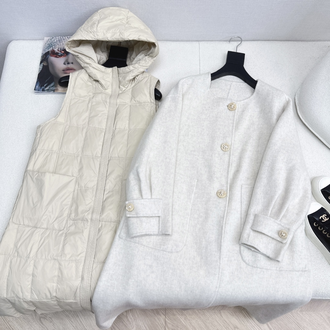 高端原单品质 独家首发 lp🆕 25Ss——秋冬新品 两件套设计羽绒内胆双面羊绒大衣🤍 老钱风穿搭 经典