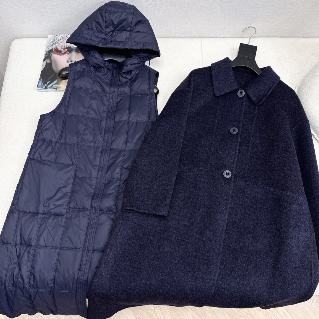 高端原单品质 独家首发 lp🆕 25Ss——秋冬新品 两件套设计连帽羽绒内胆双面羊绒大衣🤍 老钱风穿搭 