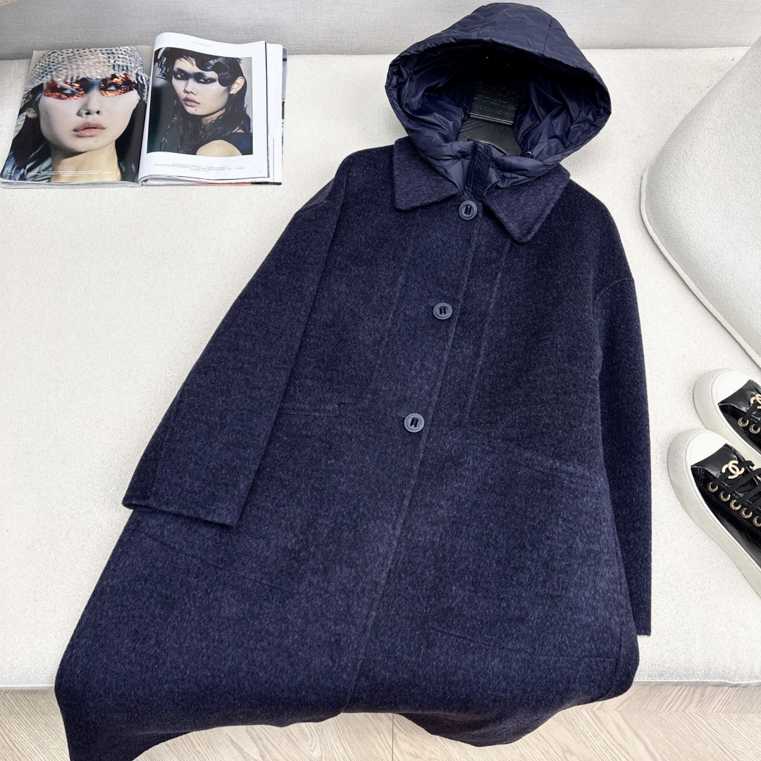 高端原单品质 独家首发 lp🆕 25Ss——秋冬新品 两件套设计连帽羽绒内胆双面羊绒大衣🤍 老钱风穿搭 