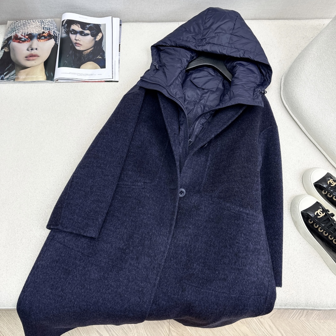 高端原单品质 独家首发 lp🆕 25Ss——秋冬新品 两件套设计连帽羽绒内胆双面羊绒大衣🤍 老钱风穿搭 