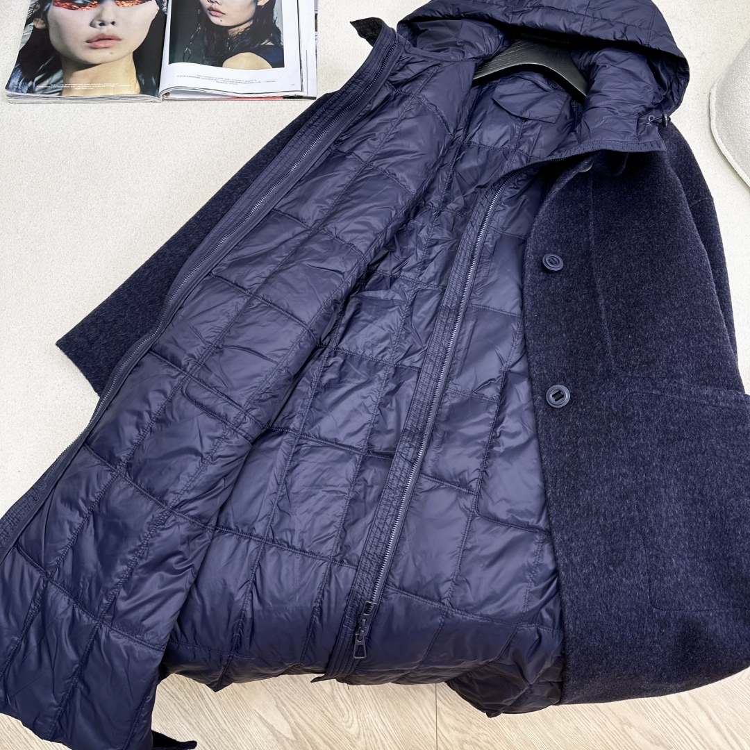 高端原单品质 独家首发 lp🆕 25Ss——秋冬新品 两件套设计连帽羽绒内胆双面羊绒大衣🤍 老钱风穿搭 