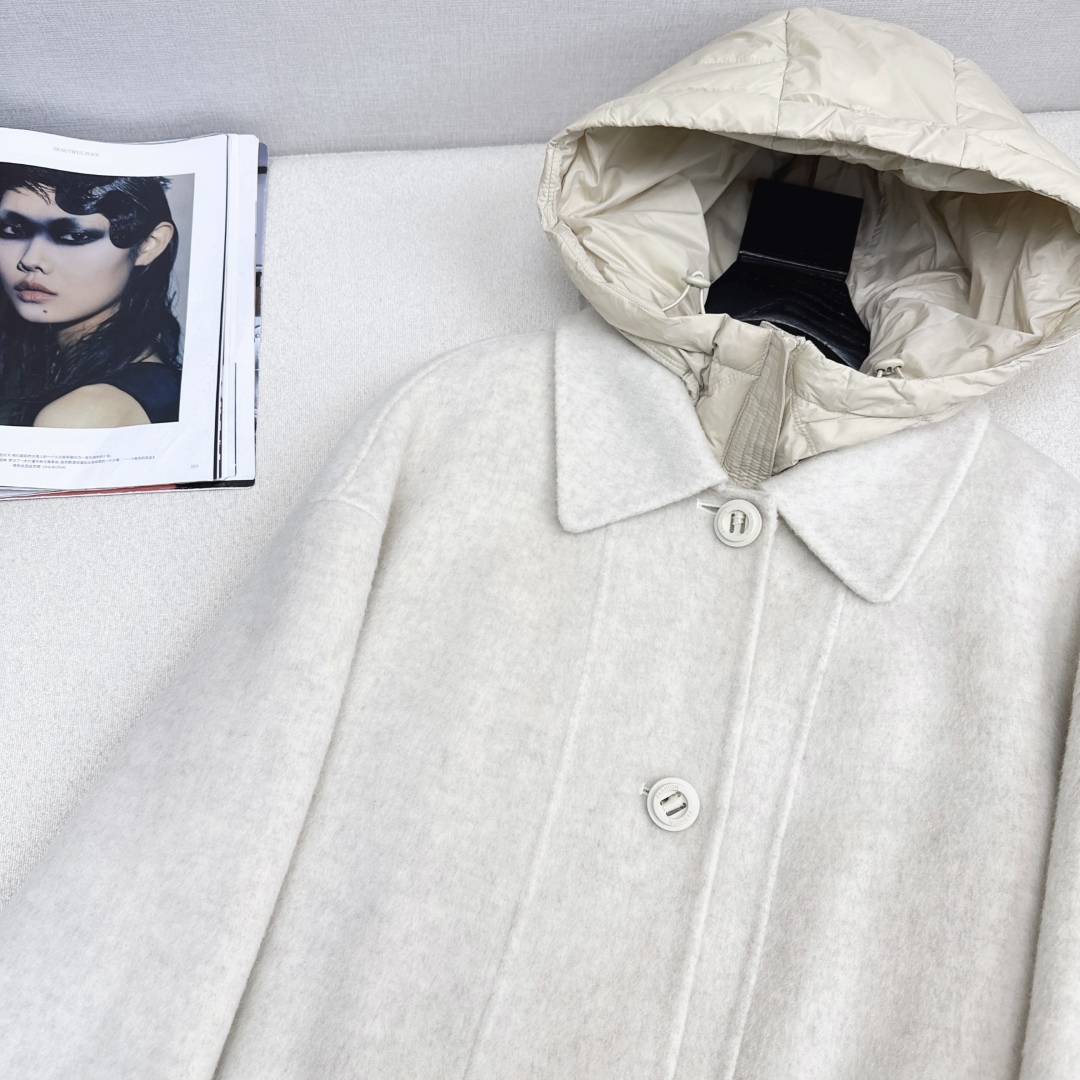 高端原单品质 独家首发 lp🆕 25Ss——秋冬新品 两件套设计连帽羽绒内胆双面羊绒大衣🤍 老钱风穿搭 