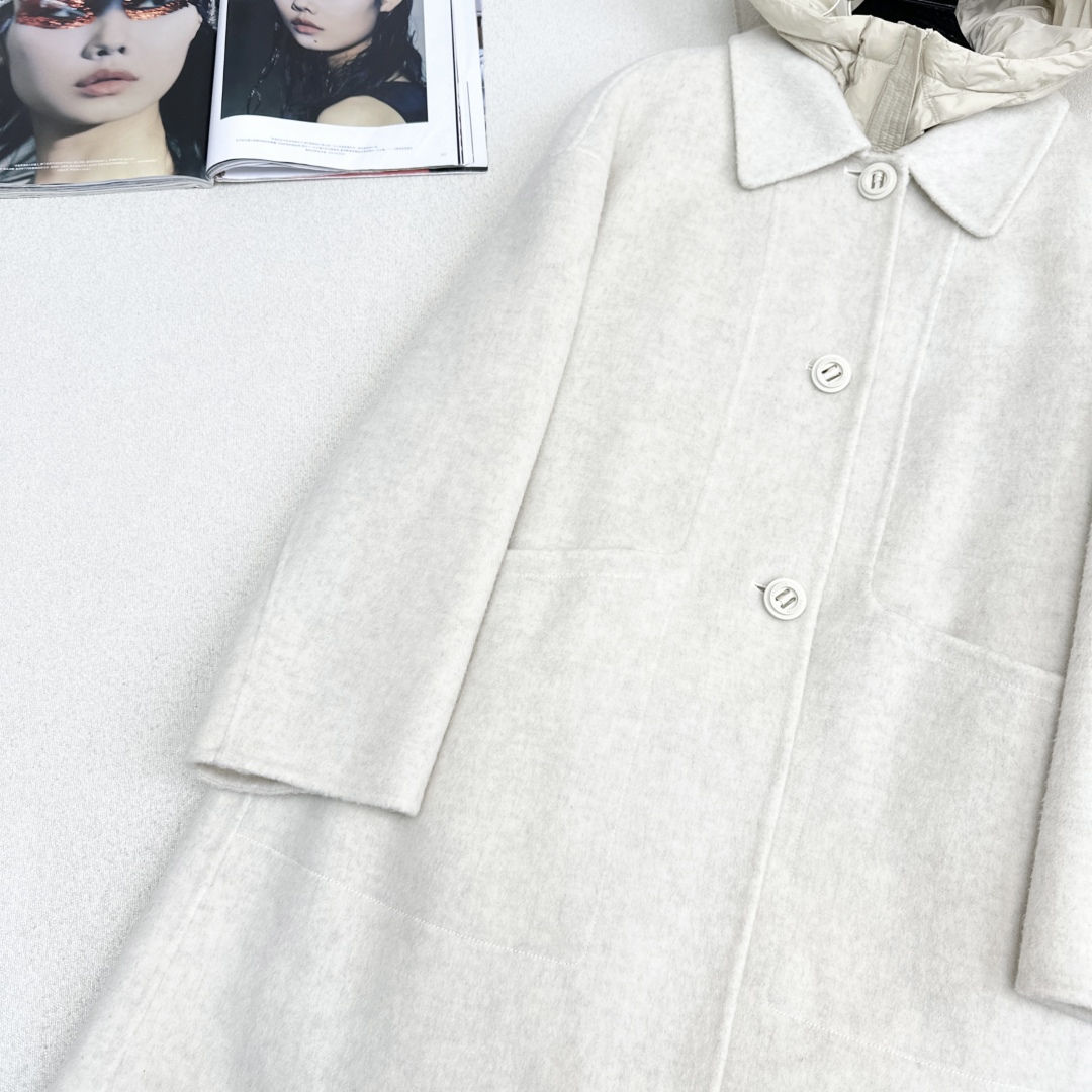 高端原单品质 独家首发 lp🆕 25Ss——秋冬新品 两件套设计连帽羽绒内胆双面羊绒大衣🤍 老钱风穿搭 