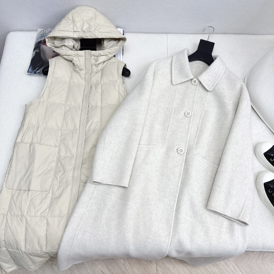高端原单品质 独家首发 lp🆕 25Ss——秋冬新品 两件套设计连帽羽绒内胆双面羊绒大衣🤍 老钱风穿搭 