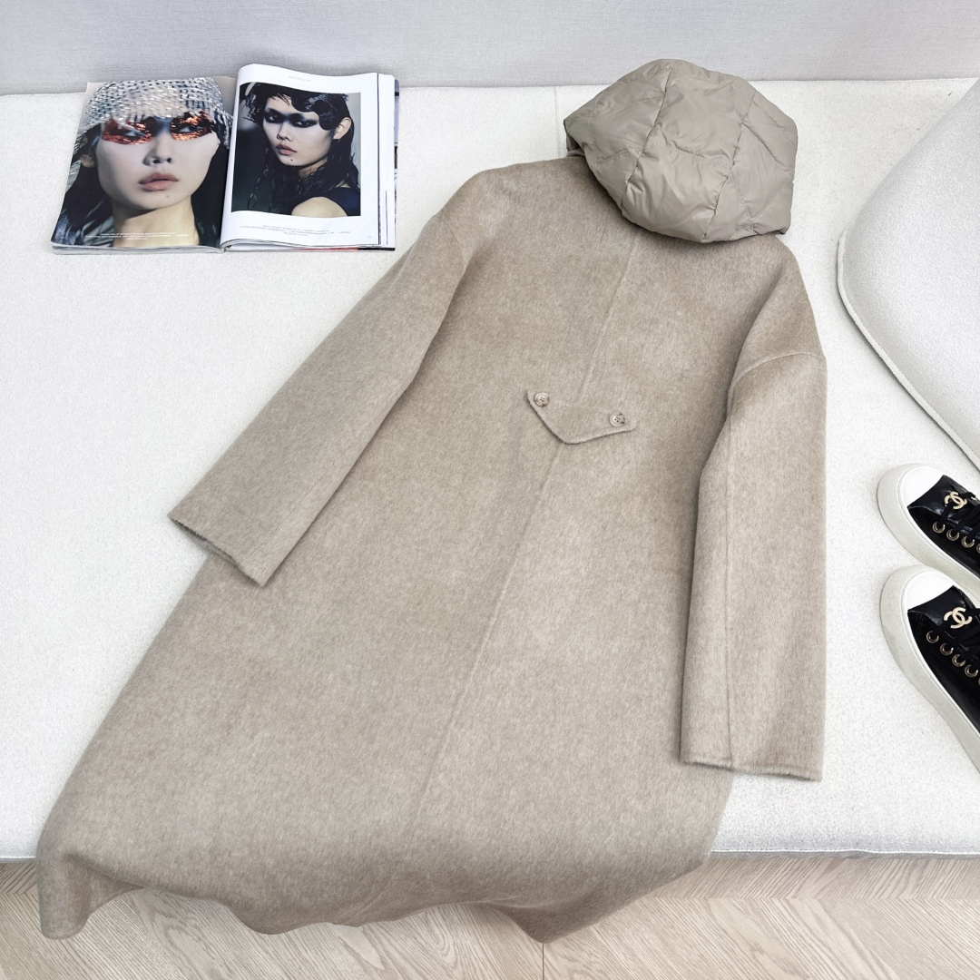 高端原单品质 独家首发 lp🆕 25Ss——秋冬新品 两件套设计连帽羽绒内胆双面羊绒大衣🤍 老钱风穿搭 