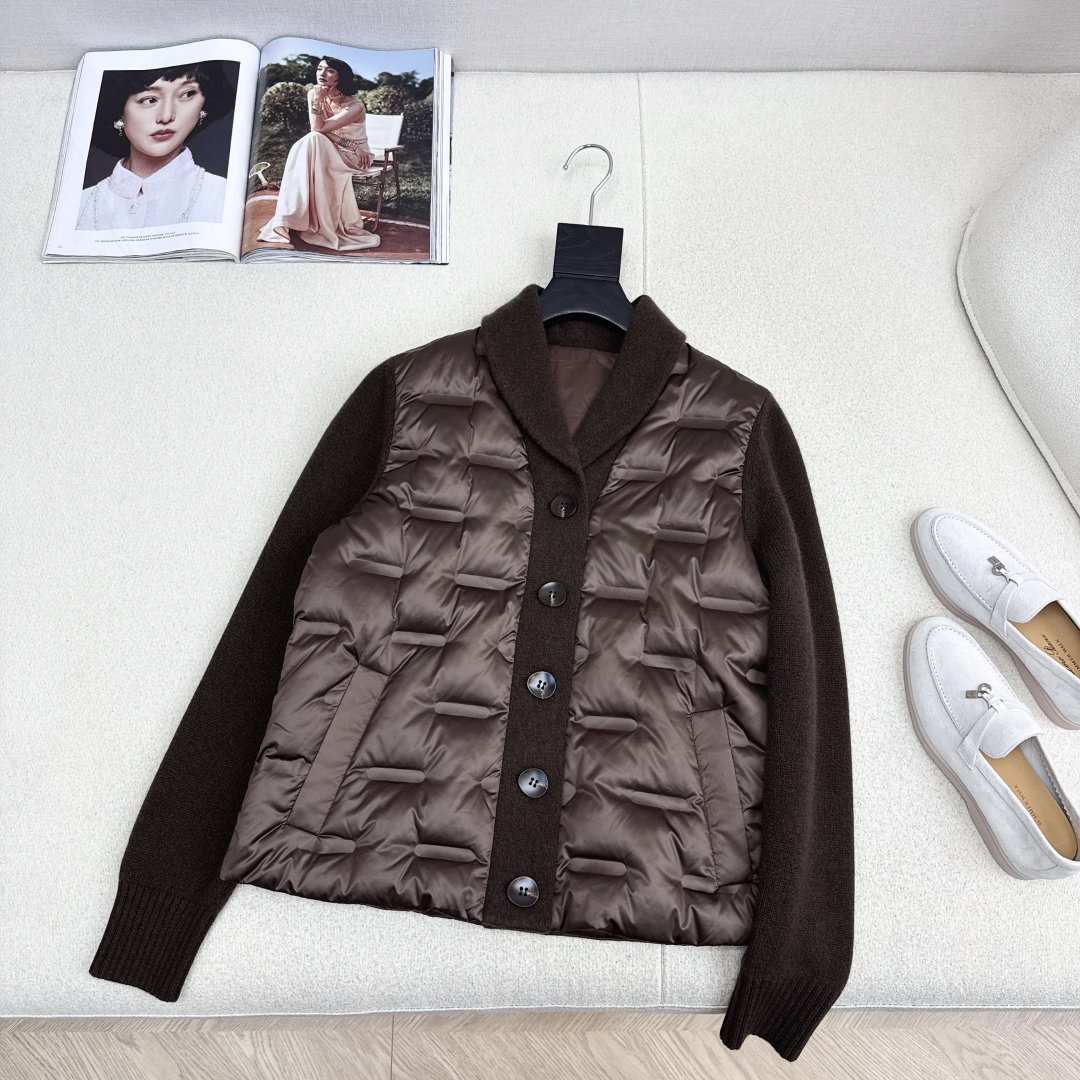 品质控必入 独家款～lp🆕 25Ss————秋冬最新款高奢羊毛针织拼接羽绒服🖤定制尼龙+百分百羊毛针织面