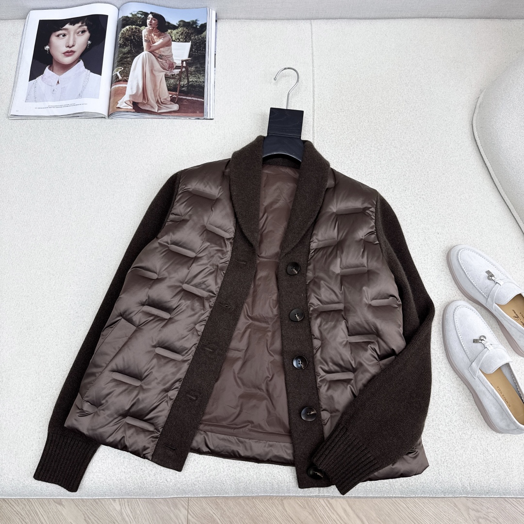 品质控必入 独家款～lp🆕 25Ss————秋冬最新款高奢羊毛针织拼接羽绒服🖤定制尼龙+百分百羊毛针织面