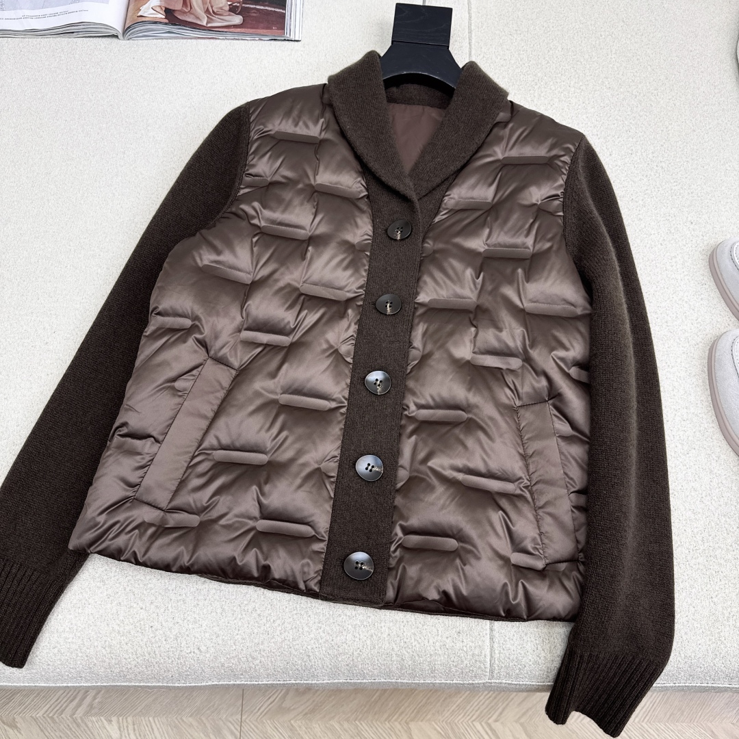 品质控必入 独家款～lp🆕 25Ss————秋冬最新款高奢羊毛针织拼接羽绒服🖤定制尼龙+百分百羊毛针织面