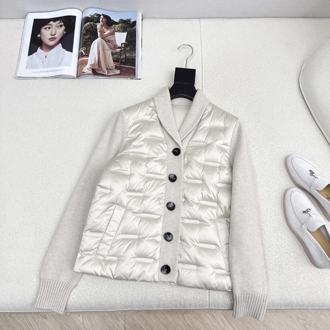 品质控必入 独家款～lp🆕 25Ss————秋冬最新款高奢羊毛针织拼接羽绒服🖤定制尼龙+百分百羊毛针织面