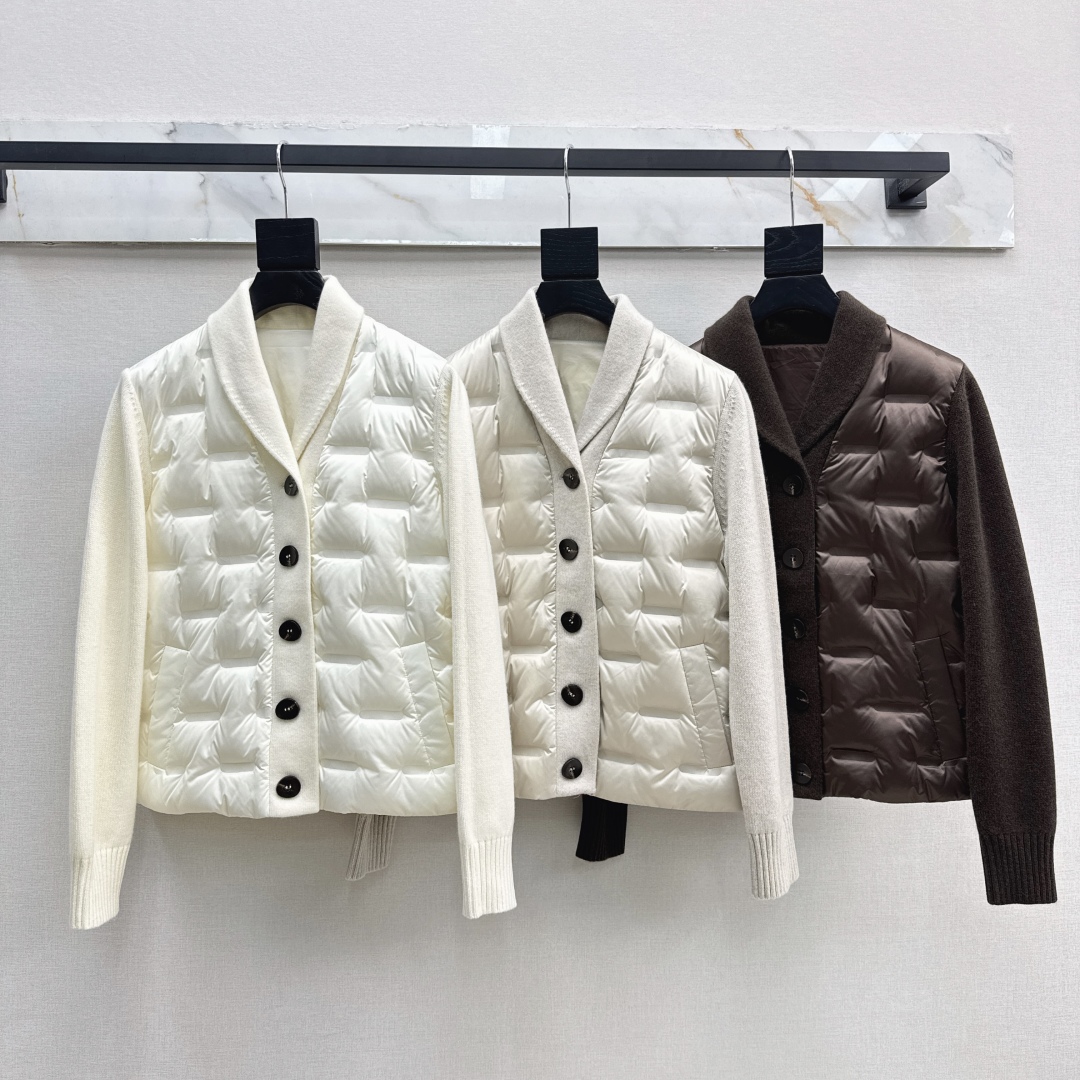 品质控必入 独家款～lp🆕 25Ss————秋冬最新款高奢羊毛针织拼接羽绒服🖤定制尼龙+百分百羊毛针织面